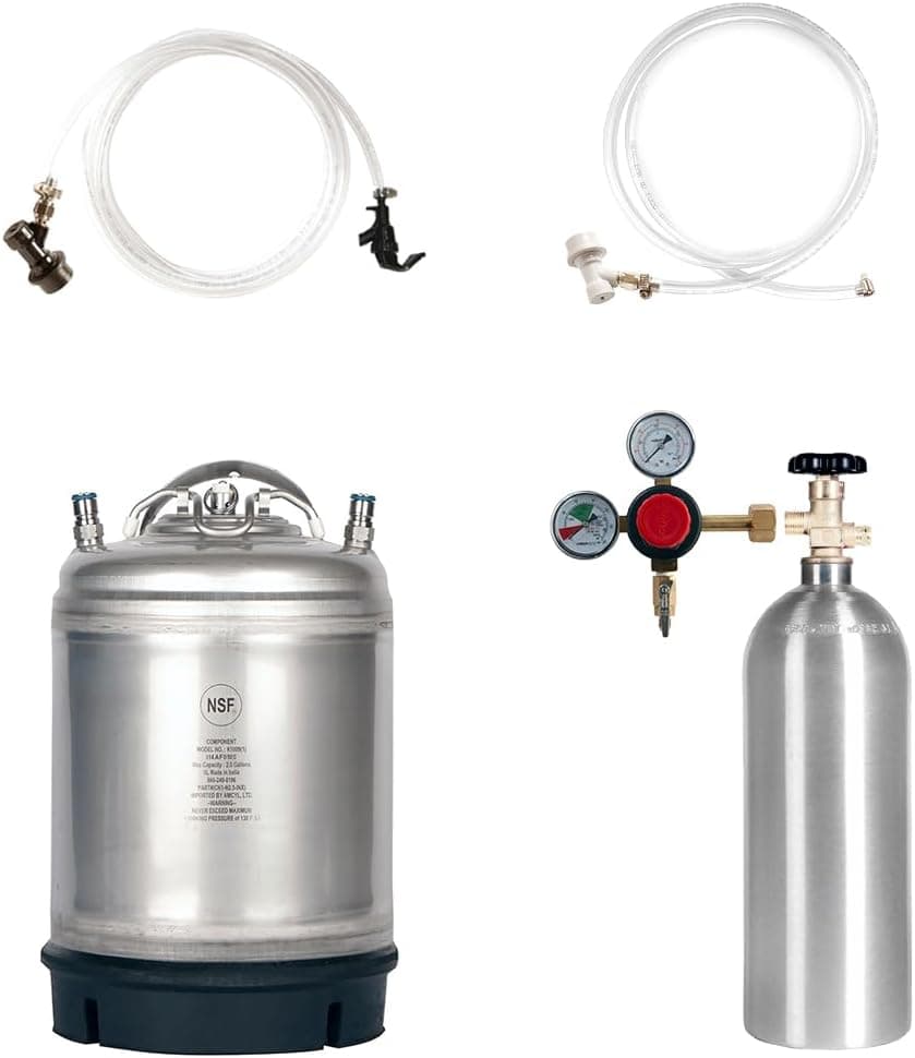 Beverage Elements Compact Home Brew Kegerator Kit 2.5 Gallon Ball-Lock Keg, 5 lb CO2