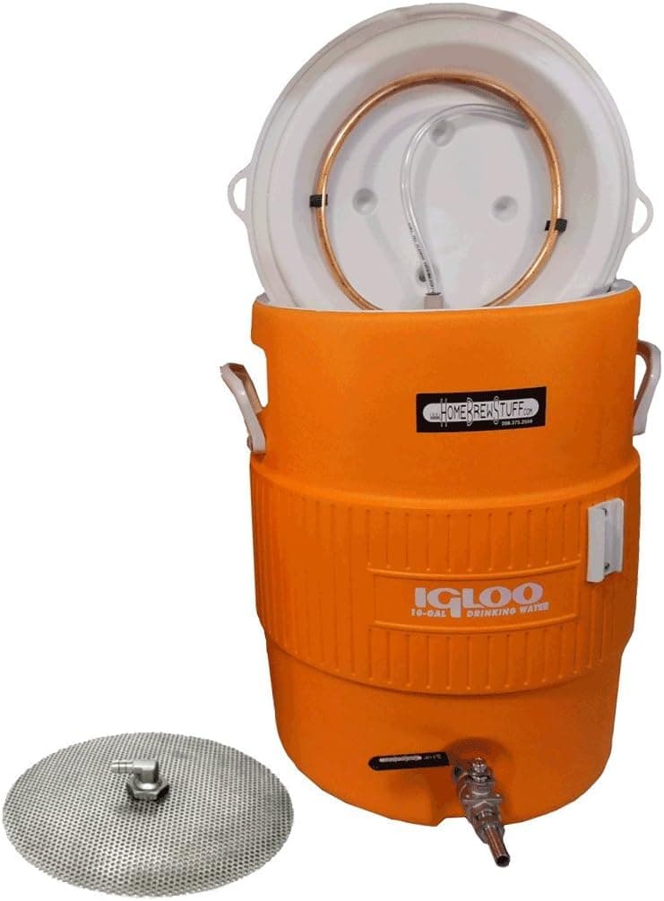 HomeBrewStuff 5 Gallon Cooler Mash Tun w/Stainless Steel False Bottom & Valve