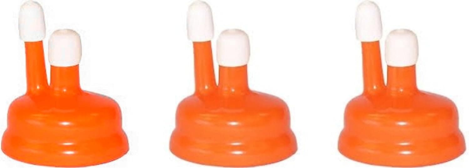 THORIUM Carboy Cap 3, 5 & 6 Gallon Blow Off Hood with Caps Orange Silicone (3 Pack)