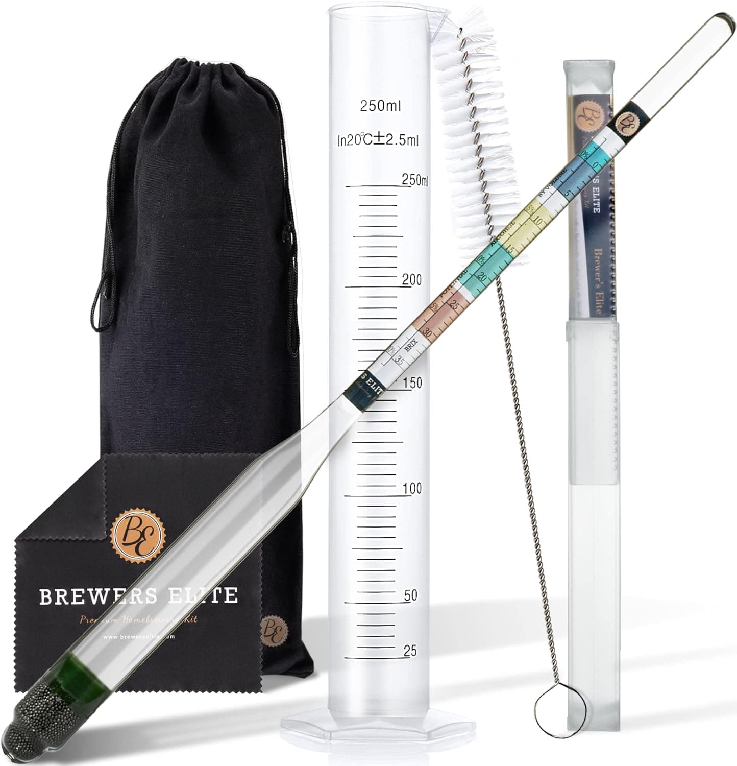 Brewer's Elite Hydrometer & Plastic Test Jar Deluxe Triple Scale Set with Hardcase