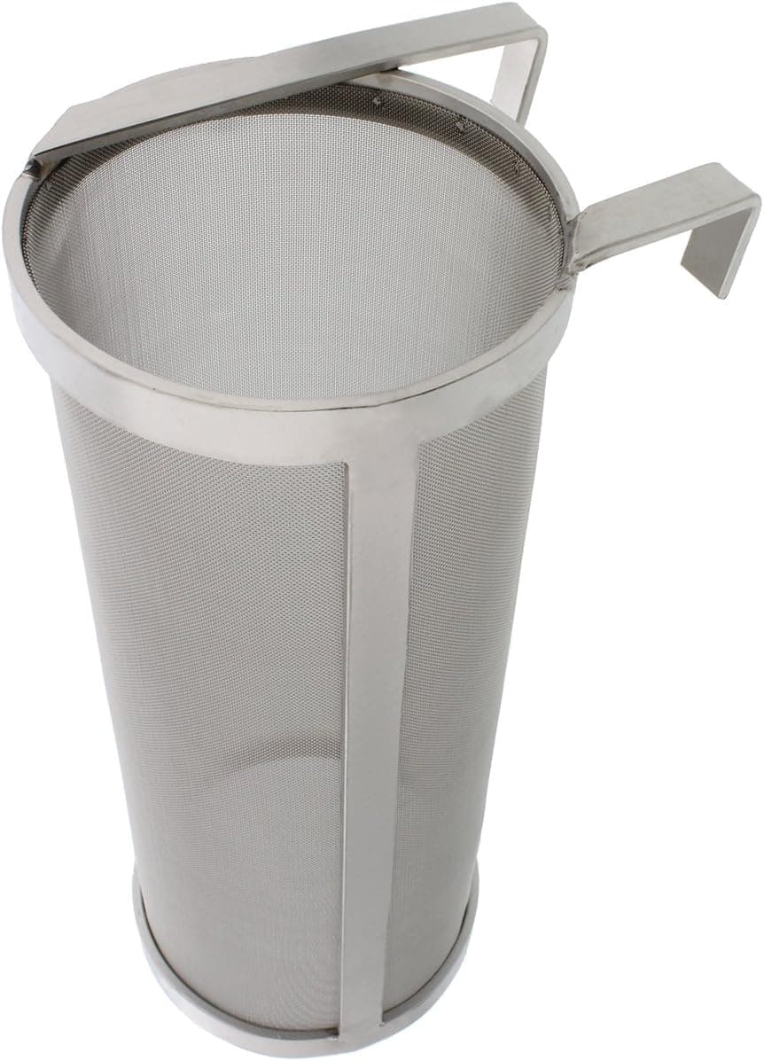 G Francis Brewing 6x14in Hopper Spider Strainer, Stainless Steel 300 Micron Mesh