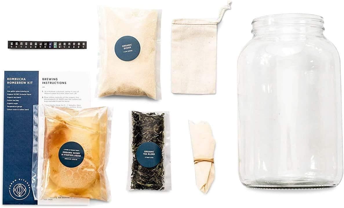 Urban Kitchen Kombucha Starter Kit with Organic SCOBY & 1 Gallon Jar