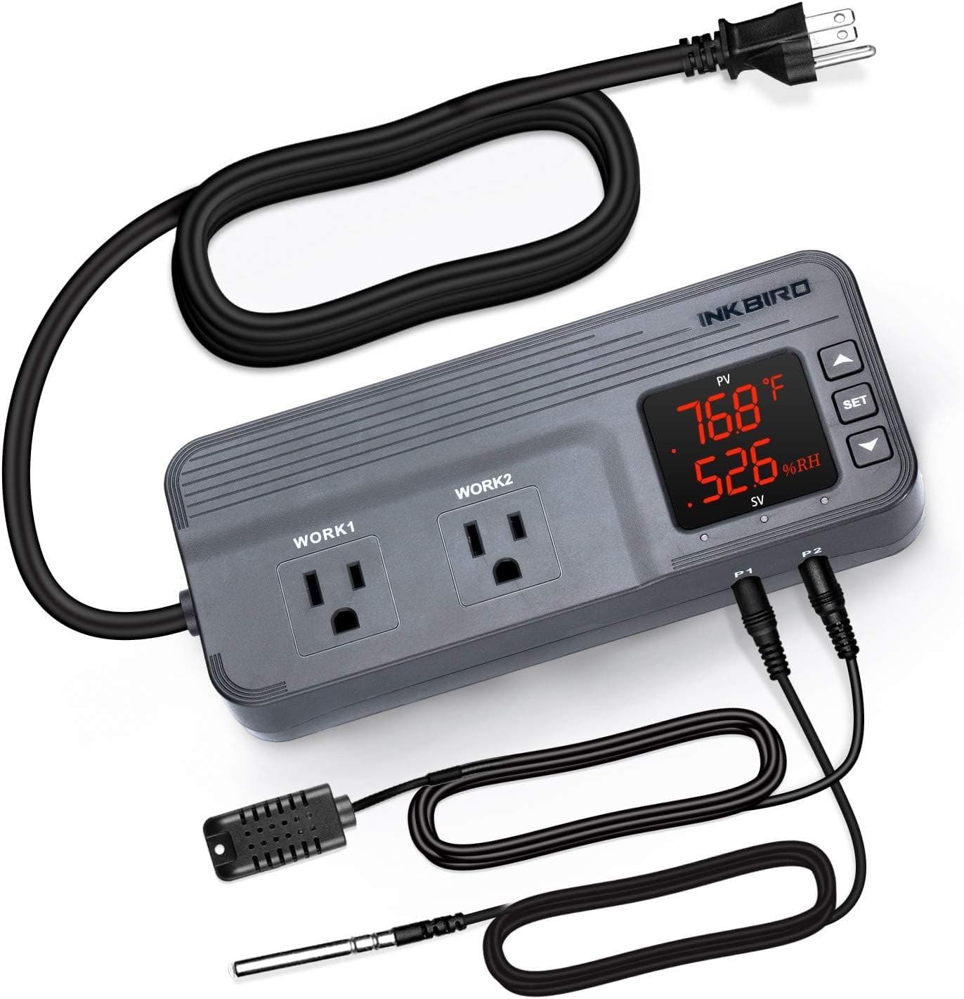 Inkbird Temperature and Humidity Controller ITC-608T Pre-Wired Dual Stage 120VAC 15A 1800W
