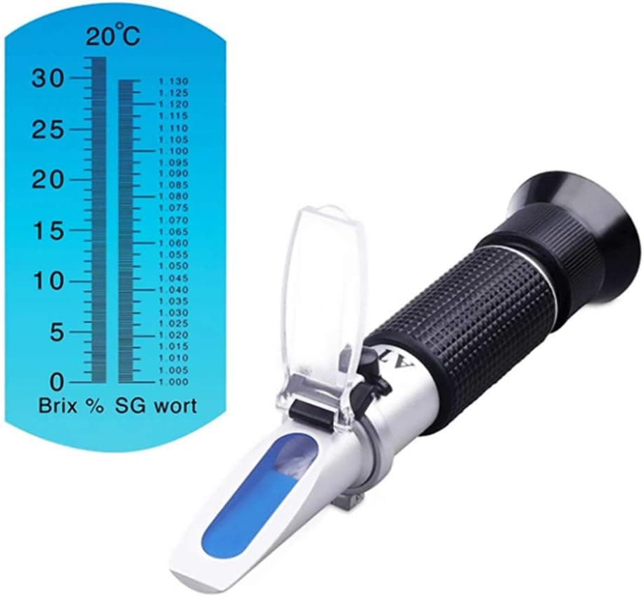 Brix Refractometer with ATC Handheld for Homebrew Wort Beer Wine, SG 1.000-1.130 / Brix 0-32%