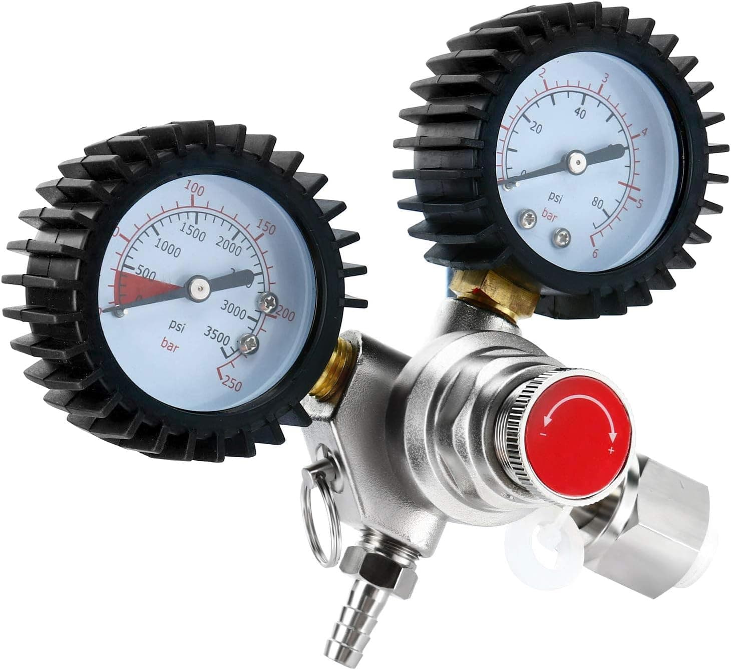 SKYTOU Dual Gauge CO2 Regulator, Keg Beer Regulator CGA-320 Inlet for Homebrew Kegerator