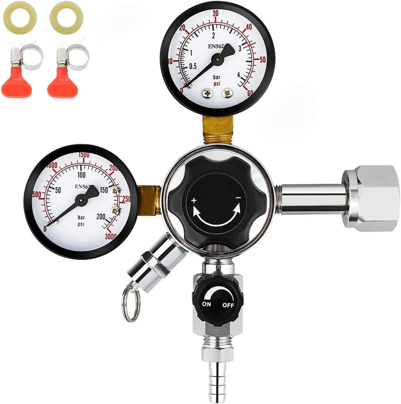 FERRODAY Dual Gauge CO2 Regulator Beer Kegerator Dual-stage CGA-320