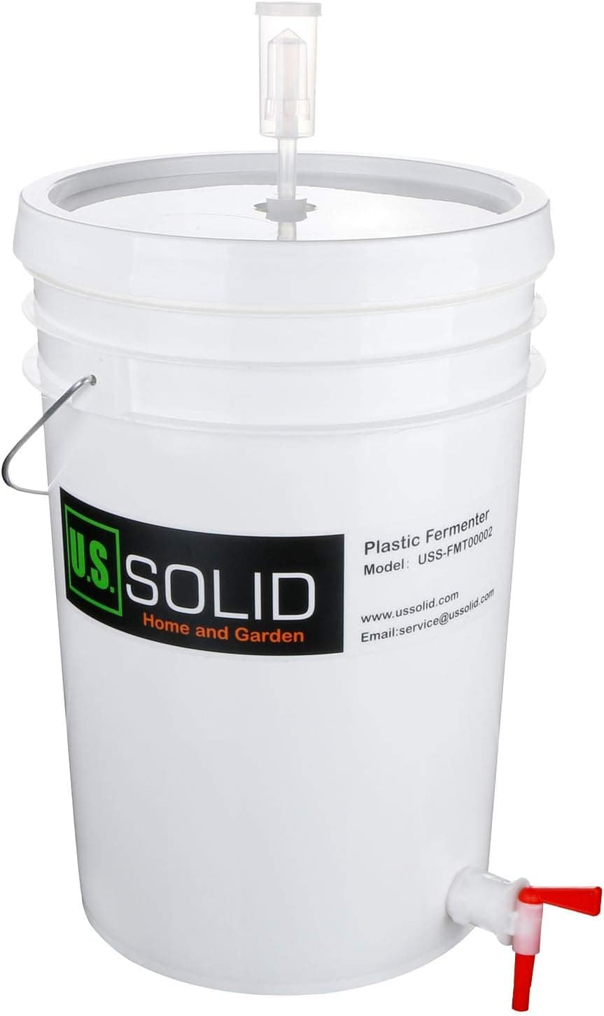 U.S. Solid 6.5 Gallon Plastic Fermenter with Spigot and Airlock