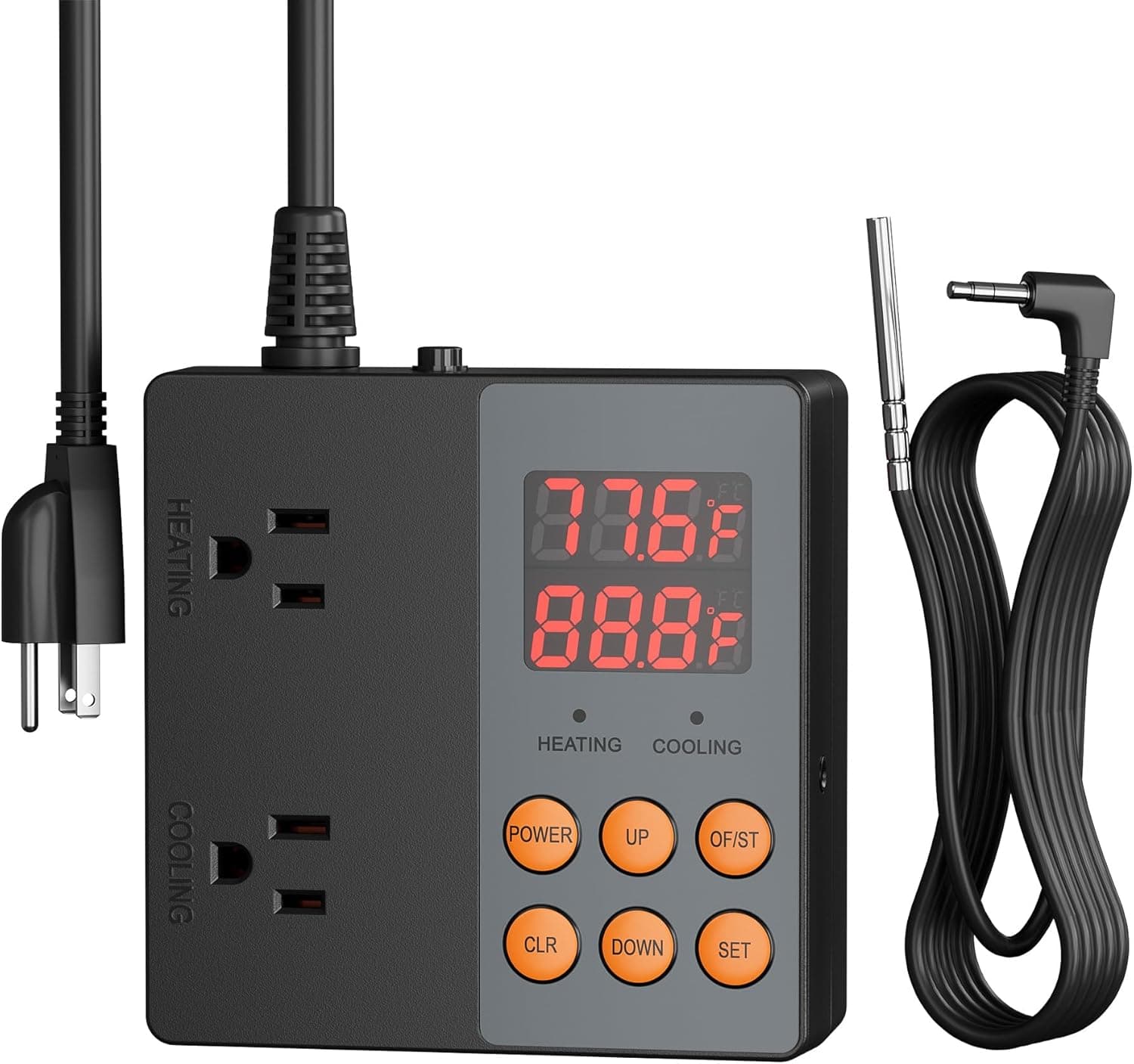 BN-LINK Digital Temperature Controller 2-Stage Outlet Thermostat 15A/1875W