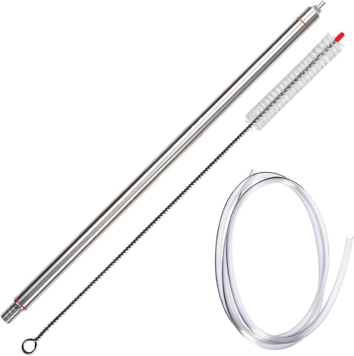 Professional 14" Stainless Steel Spring-Loaded Bottle Filler Kit with Tubing & Brush