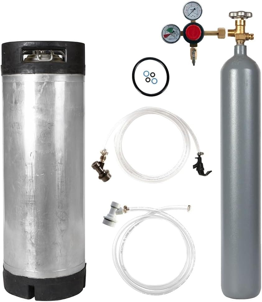 Keg Kit for Homebrew Reconditioned 5 Gallon Ball Lock Keg, 7 lb CO2 Cylinder, Regulator