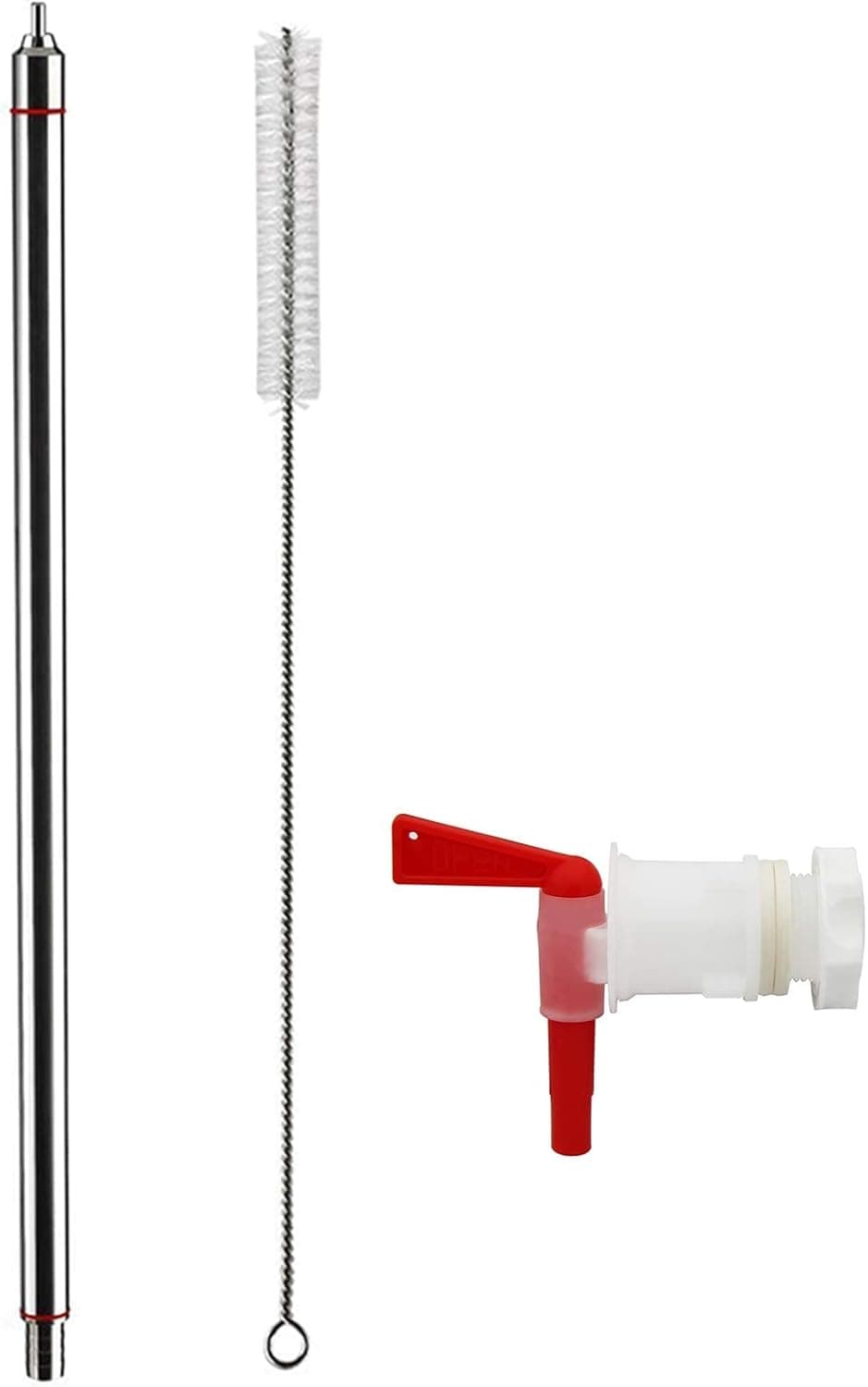 LUCKEG Beer Bottle Filler Set - 13.7" Stainless Steel Spring Loaded Wand with Spigot & Brush