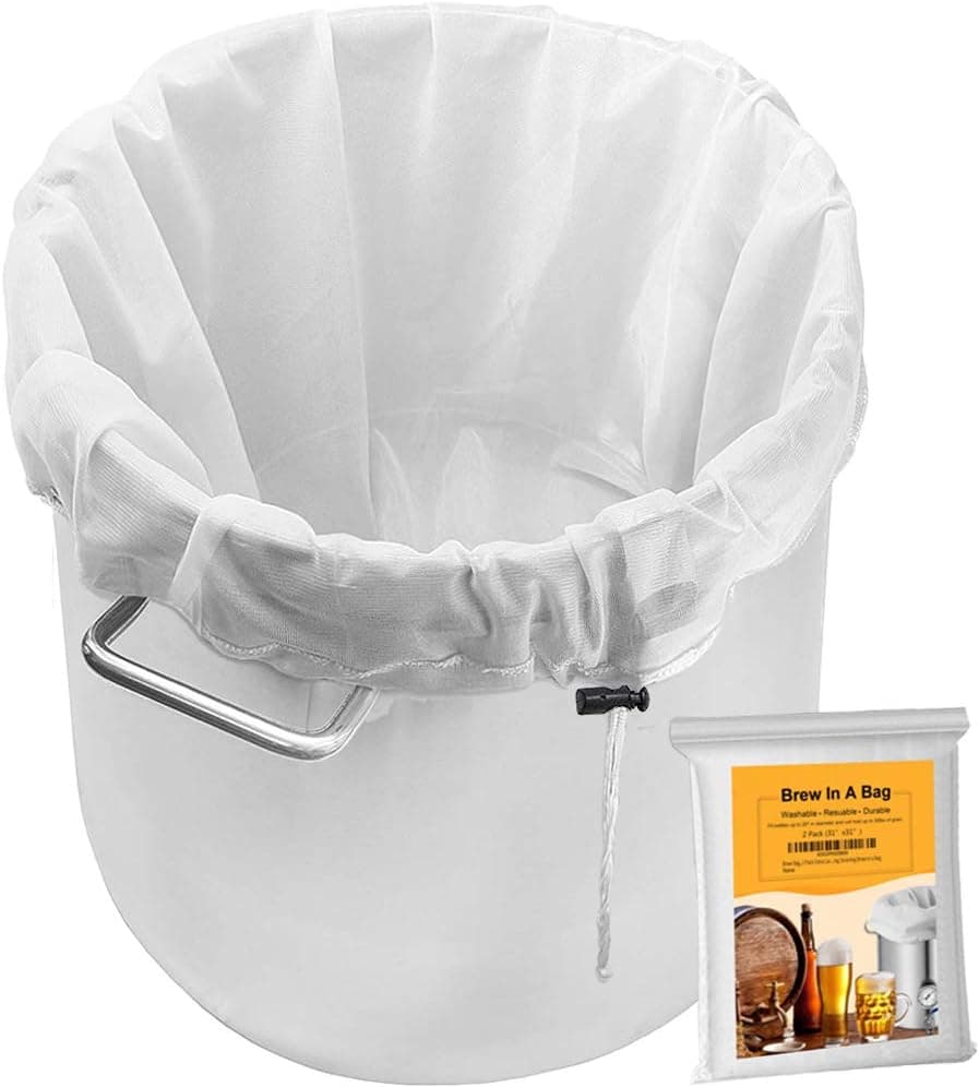 2 Pack Extra Large Brew Bag (31 x 31) Reusable Fine Mesh Nylon Straining Bag with Drawstring