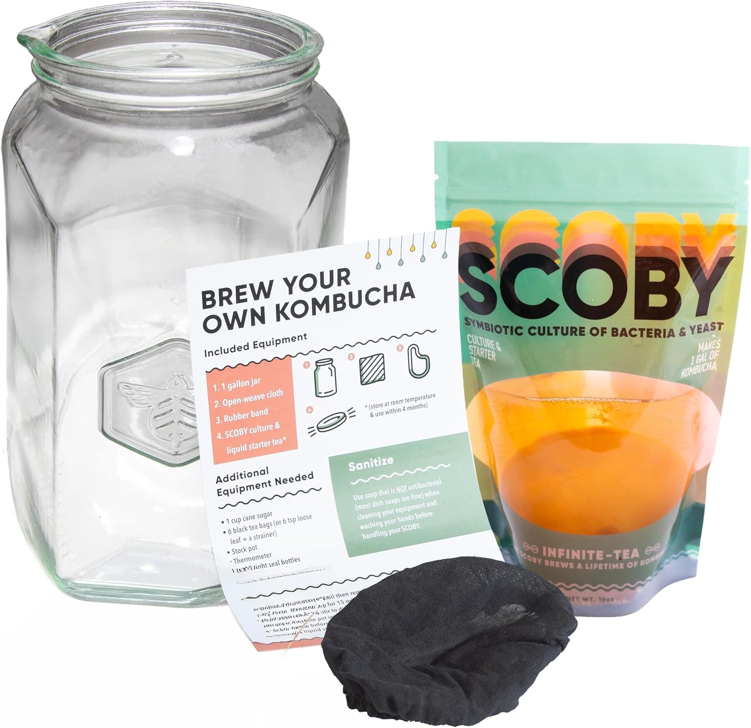 Craft A Brew Kombucha Basic Starter Kit with SCOBY & 1 Gallon Jar