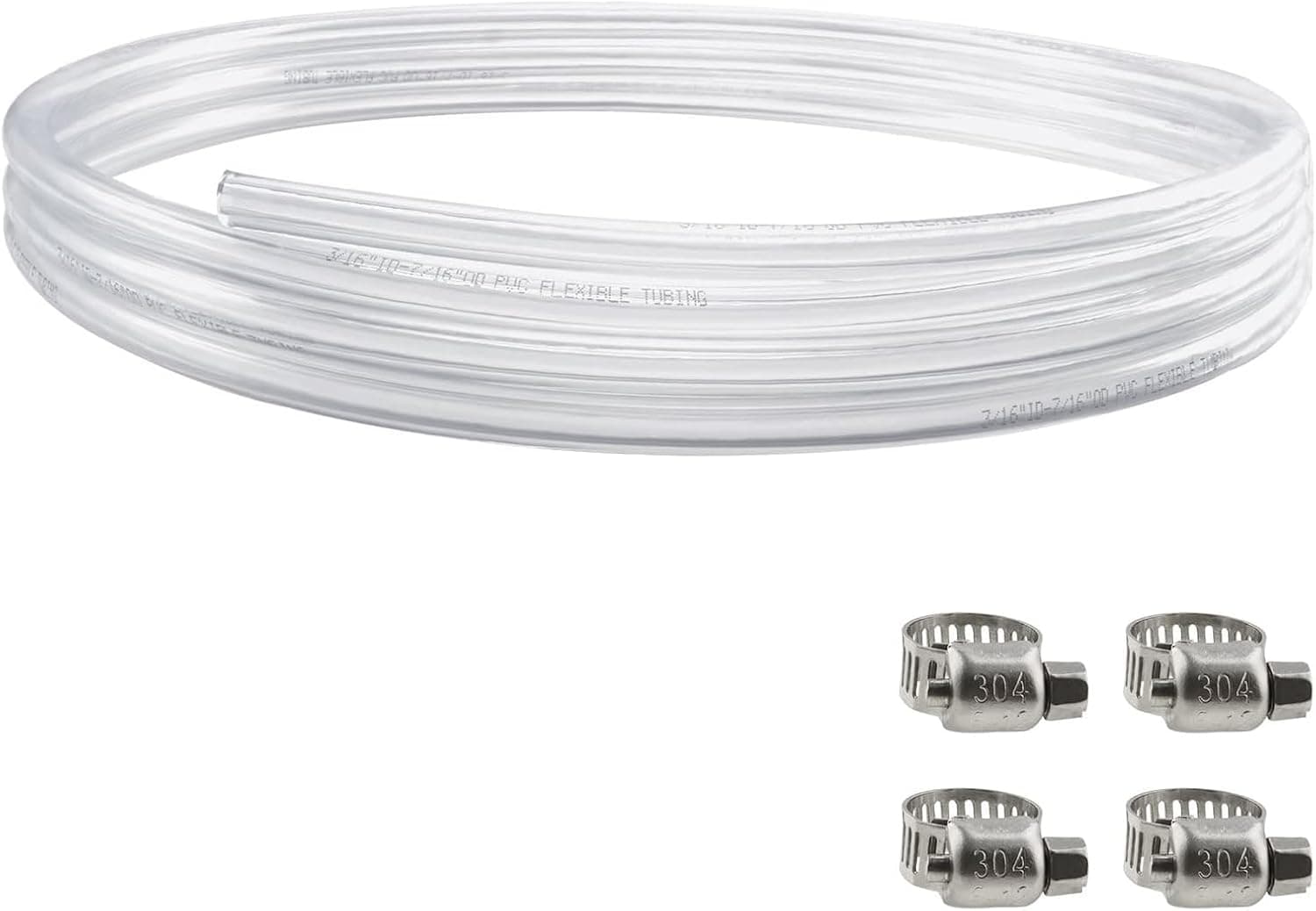 10 Feet 3/16" ID 7/16" OD Beer Line Vinyl Tubing Keg Replacement Kit with 4 Hose Clamps