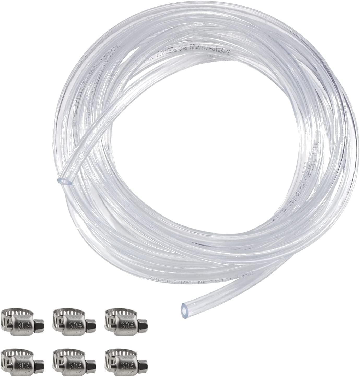 MRbrew 15 Feet Beer Tubing PVC Beer Hose with Hose Clamps 3/16" ID Food Grade Liquid Line