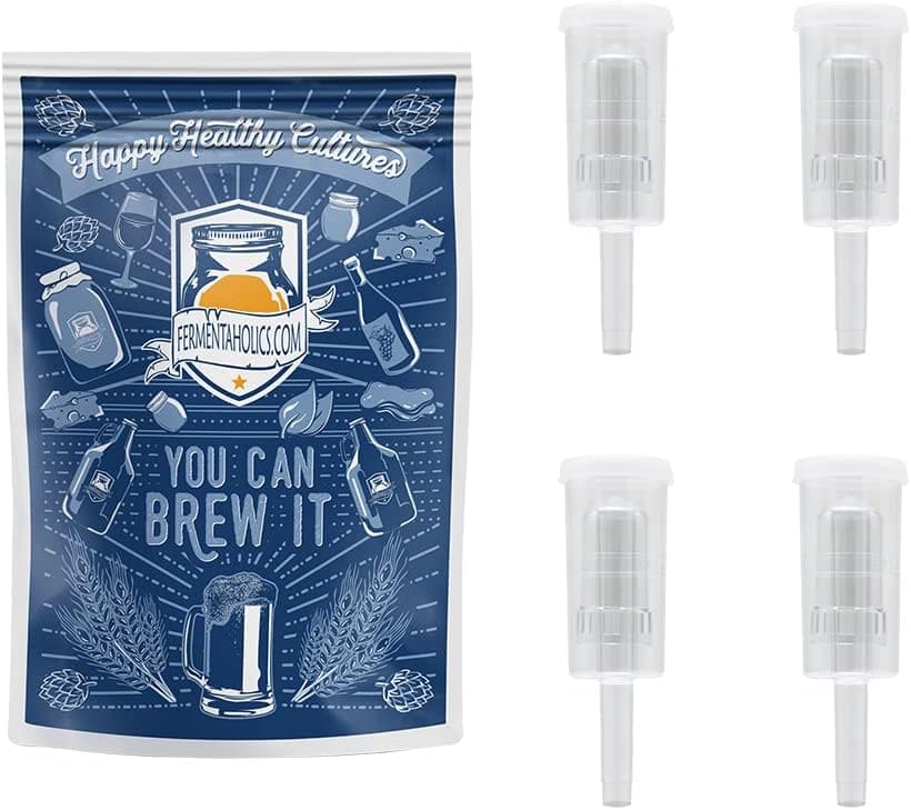 3-Piece Airlock 4 Pack Brewing & Fermentation Airlocks with Drilled Rubber Stopper