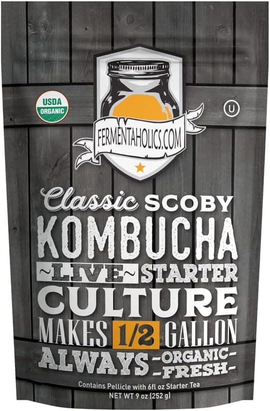 Fermentaholics Kombucha SCOBY Live Starter Culture (Half Gallon, 6oz Tea)