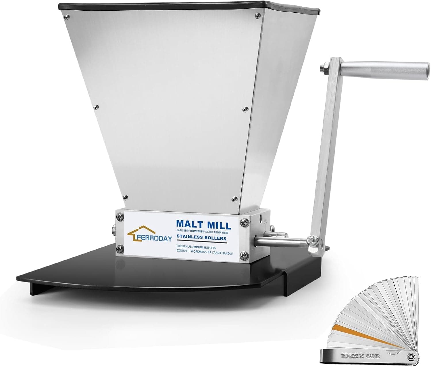 FERRODAY Malt Mill 2 Roller Stainless Steel Heavy Duty