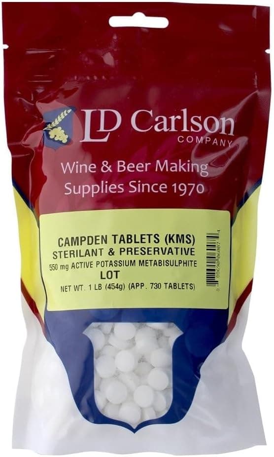 CAMPDEN Tablets 1 Pound LD Carlson Factory Packed Potassium Metabisulfite for Winemaking
