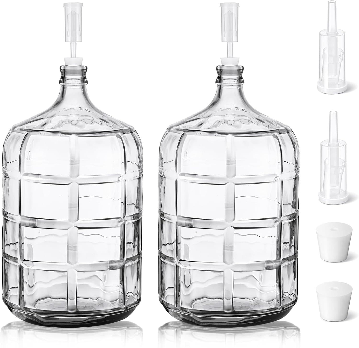 Suzile 2 Pieces 5 Gallon Glass Carboy with Stoppers and Airlock