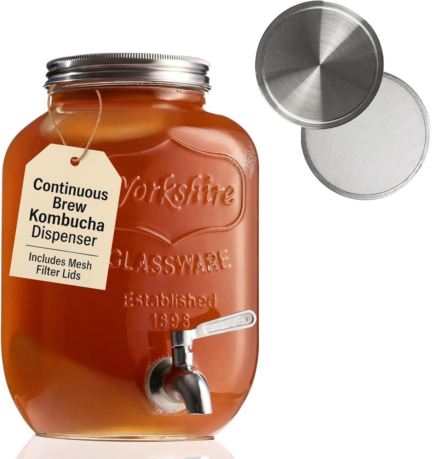 Kombucha Continuous Brewing Jar with Spigot - Gallon Glass Jar Dispenser by kitchentoolz