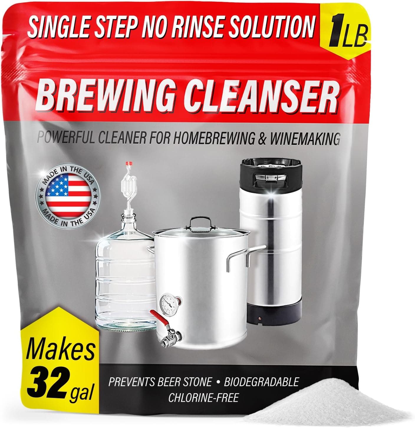 Single Step No Rinse Brewing Cleanser Powdered Brewery Wash 1 lb