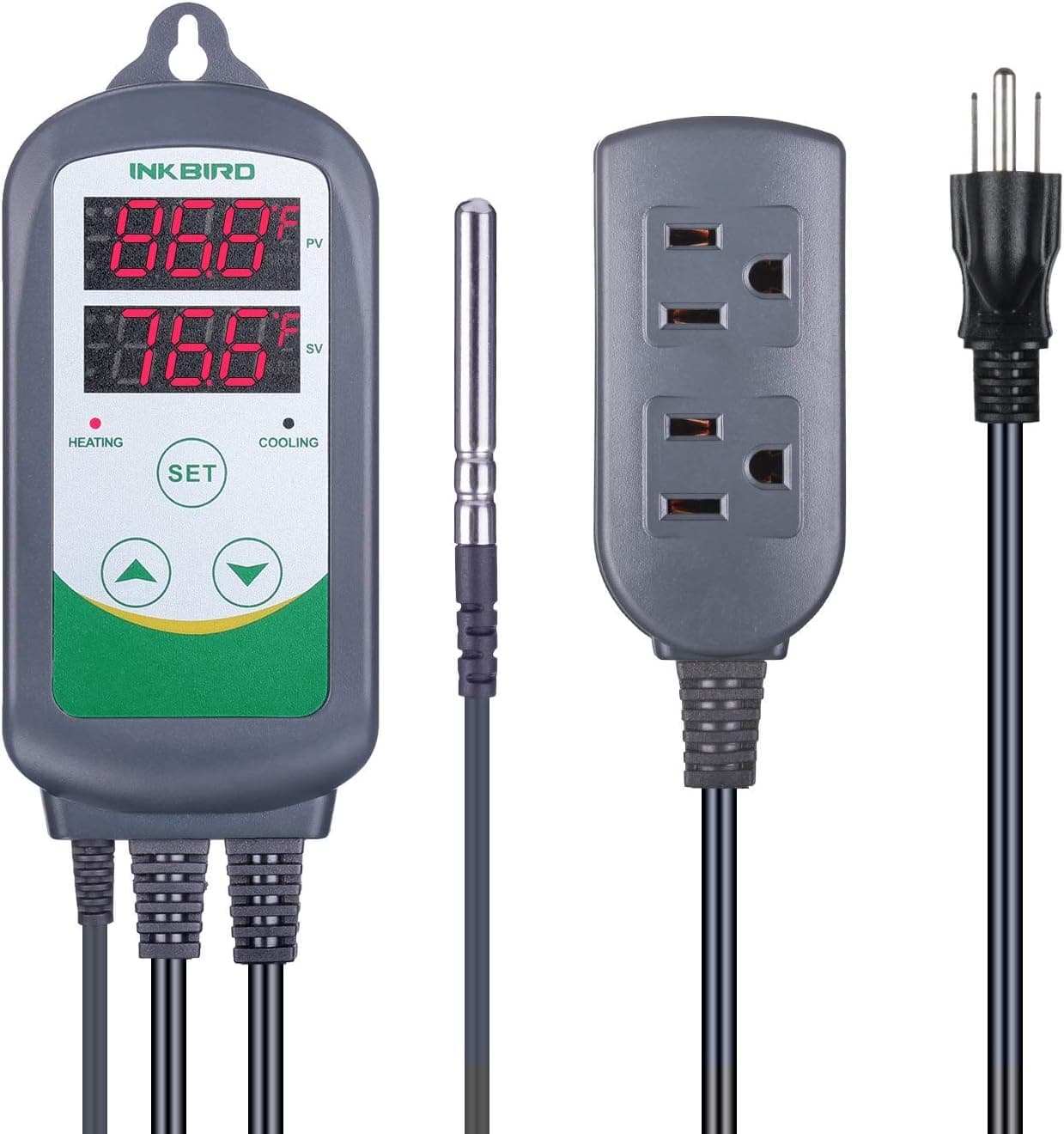 Inkbird ITC308 Freezer Thermostat Heating Cooling Plug Temperature Controller 110V 1200W