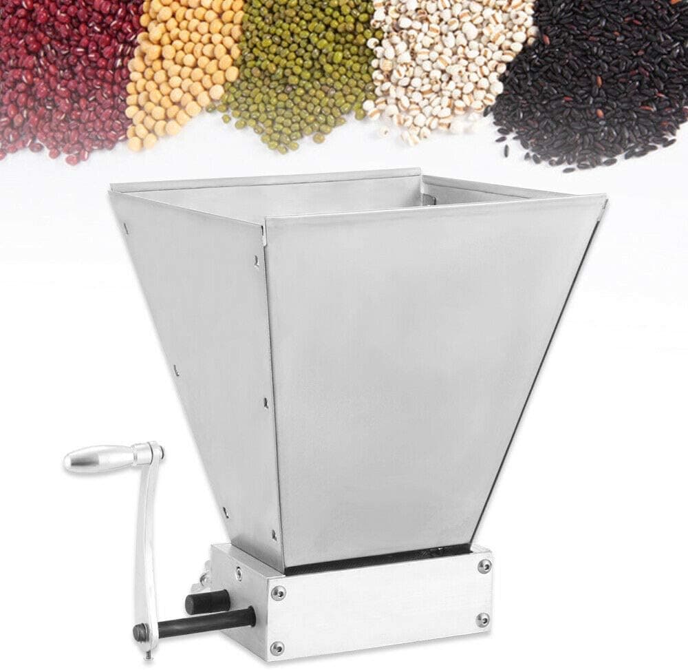 2 Rollers Stainless Steel Malt Crusher Grain Mill, 4L Hopper